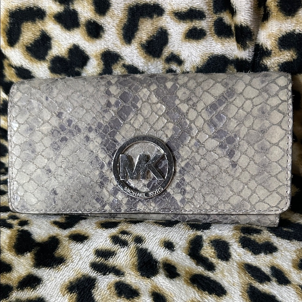 Michael Kors Grey & Silver Snake Print Wallet